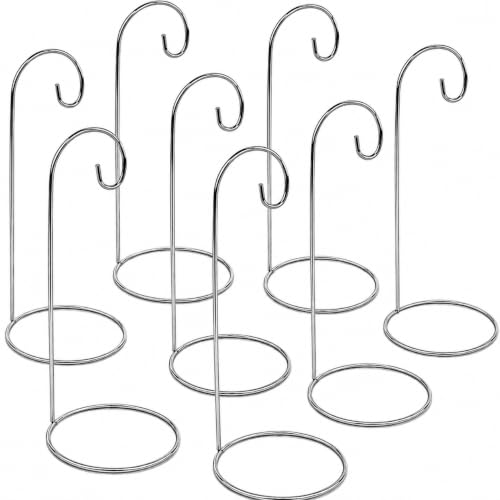 Ornament Stands Set of 8 Silver Christmas Ornament Holders – Chrome Metal Display Stands for Hanging Ornaments, Air Plants, Glass Globes & Terrarium Décor – 11 Inch Elegant Holiday Display
