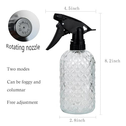 Glass Handheld Spray Bottle - 12oz Refillable Bottle - color: Clear