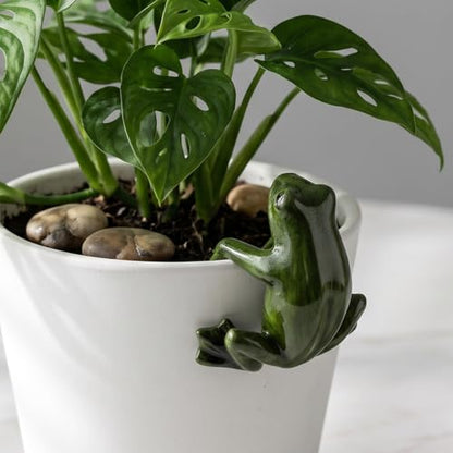 Frog Plant Pot Hanger, Mini Resin Climbing Frog Figurine Flower Pot Hugger, Funny Animal Statue Ornament for Indoor Outdoor Garden Yard Patio, Gift for Plant Lovers - style: Frog