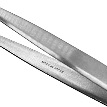 KAKURI Bonsai Tweezers Straight Serrated Tips with Spatula 8.8" - Made in Japan - Professional Bonsai Care Tool - Japanese Stainless Steel - color: Silver (Straight)