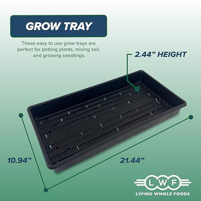 10 Plant Growing Trays (WITH Drain Holes) - 20" x 10" - Perfect Garden Seed Starter Grow Trays: For Seedlings, Indoor Gardening, Growing Microgreens, Wheatgrass & More - Soil or Hydroponic - size: Pack of 10