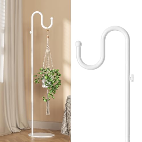 74" Shepherds Hook Stand: Hanging Bird Feeders, Plants, Wind Chimes, White - color: White