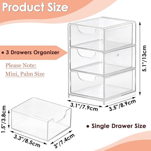 BTSKY 1 Pack Small Acrylic Storage Organizer with Drawers, 3-Layer
