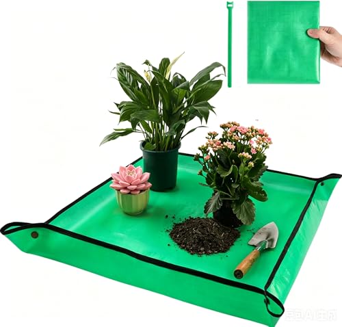 25"x25"Repotting Mat for Indoor Plant Transplanting Control Mess, Waterproof Succulent Potting Mat Square Planting Tray Soil Change Mat Gardening Gifts for Plant Lovers, Tear-Resistant, Foldable