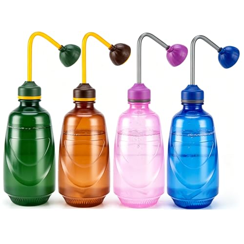 4 Pack Watering Can for Seedlings, 15oz/0.45L (Brown) | Small Watering Can For House Plant Garden Flower - color: Brown/Blue/Purple/Green