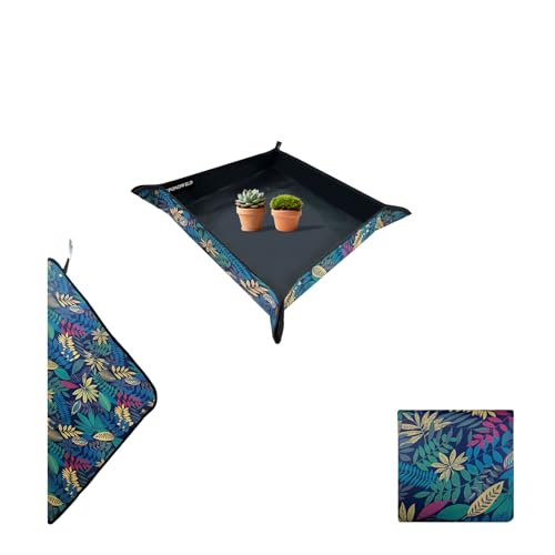 Repotting Mat for Indoor Plants 27"x27", Unique Gifts for Plant Lovers | Thick Waterproof Potting Mat, Succulent Gardening Mat, Portable Repotting Mat for Mess Control, PVC-Black Leaf Print - color: Black Leaf Print, size: 27" x 27" x 0.1"
