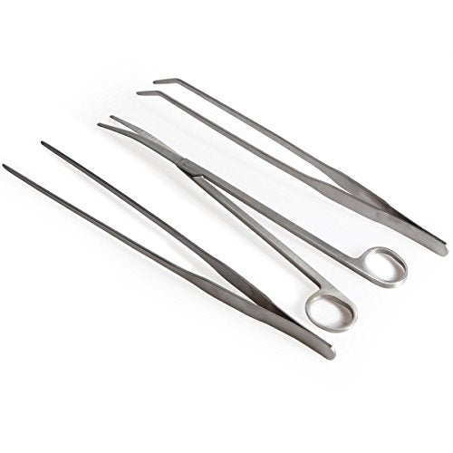 Co-link 3 in 1 Stainless Steel Aquarium Tank Aquatic Plant Tweezers Scissors Tools for Decoration of Your Aquarium Plants - color: 3pcs