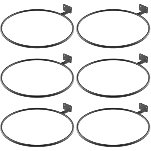 Wall Plant Holder Bulk 8in 6Pack Metal Ring Plant Hanger Black | Planter Pot Wall Mounted Bracket Heavy Duty for Outdoor Indoor - color: Black-6pack, size: 8in