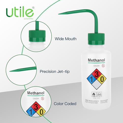 Utile 4pcs of Vol.500ml (16.9oz) Wash Bottles, Methanol Safety Wash Bottles, Narrow Mouth Squeeze Bottles,LDPE Material with PP Material Closure,5511.0371.4 - style: 4pcs of Methanol Wash Bottles