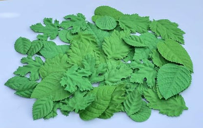 50 Pcs Handmade Mixed Mulberry Paper Rose,Maple,Sunflowers,Hydrangeas,Lotus Leaves Scrapbooking Wedding DIY Craft Supplies Card Artificial Leave (Mixed Leaves Green Color) - color: Mixed Leaves Green Color