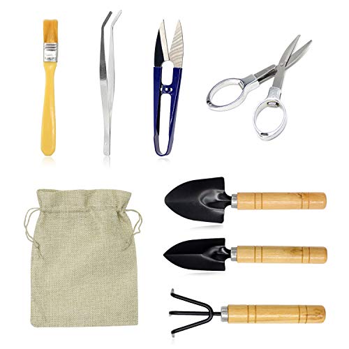 Bonsai Tool Set 8 PCS-Mini Gardening Tools Kit for Indoor Outdoor Plant | Perfect for garden enthusiasts Compact and easy to use - color: 8 Pcs