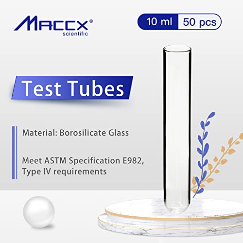10ml Sturdy Glass Test Tubes, 16x100mm, Pack of 50, Borosilicate Glass Material, TTG016-050 - style: 50pcs of Vol.16ml(16x100mm)