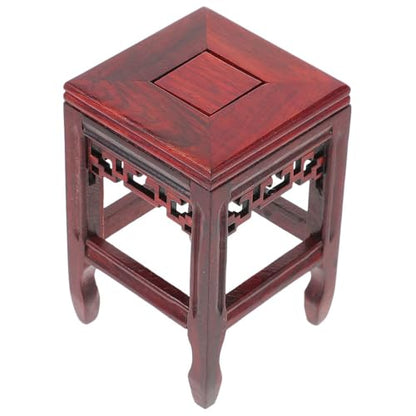 Wooden Plant Stand Flower Pot Base Display Pedestal for Bonsai Statue Crafts and Small Ornaments Hand-Polished Rustic Home Accent 6.61 X 4.17 X 4.17 in