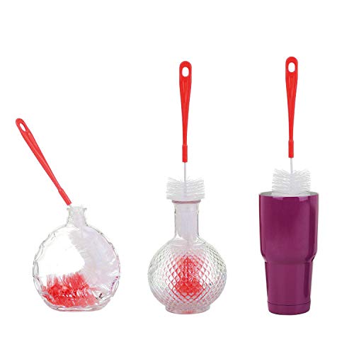 ALINK 16 inch Extra Long Red Bottle Cleaning Brush Cleaner for Washing Narrow Neck Beer/Wine/Thermos/Sport Well, Brewing Bottles, Hummingbird Feeder - color: Red