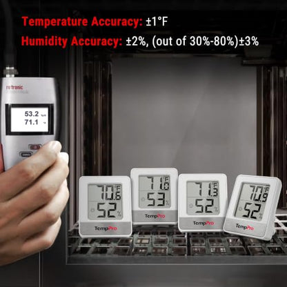 TempPro TP49 Digital Hygrometer Indoor Thermometer | Humidity Meter Room Thermometer with Temperature and Humidity Monitor Mini Hygrometer (Previously ThermoPro) - color: White Indoor Thermometer