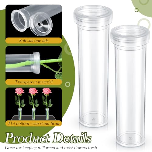 Hushee 100 Pcs 60ml 4.33 Inch Floral Tubes for Milkweed Large Flowers Water Tubes for Milkweed Cuttings Flower Floral Arrangements Butterfly Habitat