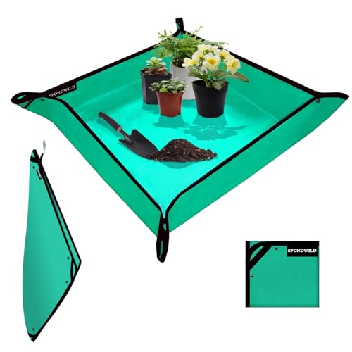 39.5"x39.5" Plant Transplanting Mat - Thickened Waterproof Potting Mat, Succulent Gardening Mat, Portable Repotting Mat for Mess Control (Pe-Green) - color: Green, size: 39.5" x 39.5" x 0.1"