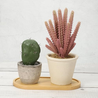 PATIKIL Bamboo Wood Saucer, 7x3.5 Inch Rectangular Wooden Plant Drainage Tray Bonsai Plants Saucer Succulent Pot for Home Balcony - size: 7" x 3.5" x 0.4"
