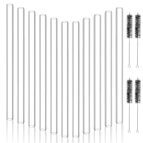 20 Pcs 8 Inch Long Glass Borosilicate Blowing Tubes, Industrial Clear Glasses Tubes for Glass Blowing 12mm OD, 8mm ID, 2mm Thick Wall with 4 Cleaning Brush for Laboratory Experiment