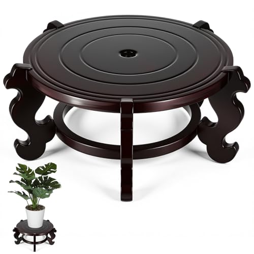 10 Inch Wooden Plant Stand Indoor Chinese Fishbowl Planter Display Stand Wooden Planter Stands Asian Vase Pot Stands for Indoor Vase Flower Pot Fishbowl Oriental Style (10 Inch)