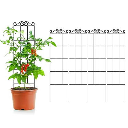 ARIFARO 4Pack 47'' Metal Garden Trellis for Climbing Plants Outdoor | Thicken Steel Trellis, For Indoor/Outdoor, Tomato, Cucumber, Rose, Flower, Potted Plants, Houseplants, Climbing Vines, Black - size: 47 inches