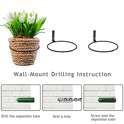 6 inch Flower Pot Holder Ring Wall Mounted Set of 4 Heavy Duty Metal Wall Plant Holder Plant Hanging Bracket Hanger for Outdoor/Indoor - size: 6 Inch