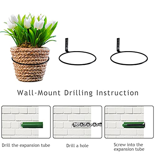 8 inch Flower Pot Holder Ring Wall Mounted Set of 4 Heavy Duty Metal Wall Plant Holder Plant Hanging Bracket Hanger for Outdoor/Indoor - size: 8 Inch