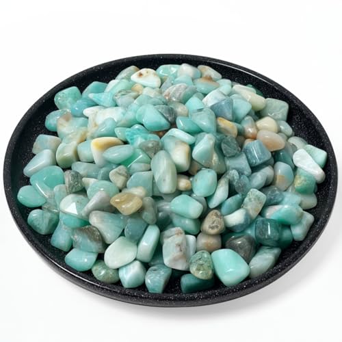 Polished Amazonite Crystal Chips 200 Pcs - 0.3" 10 oz Tumbled Stone Chips Crushed Sea Glass Stones Healing Reiki Crystal Jewelry Making Home Decoration - color: Amazonite, size: 0.3"