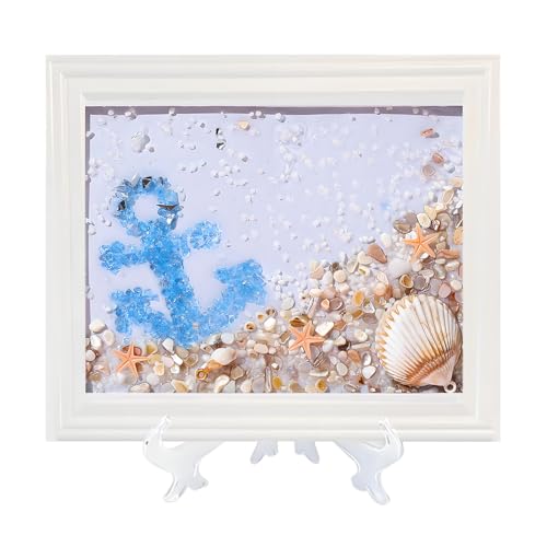 CIYOJA Sea Glass Stained Glass Kit Anchor – DIY Craft Kit for Adults, Nautical Resin Art Mosaic Kit with Crushed Seaglass, Beach Frame Artwork for Home Décor, Christmas Adult Craft Kits for Beginners - color: Blue-Anchor