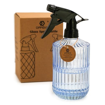 OFFIDIX Glass Spray Bottle,Plant Mister Indoor Watering Can,Adjustable Nozzle Watering Glass 0.45L/15.22oz Spray Bottle for Cleaning Solutions (Light Blue) - color: Light Blue