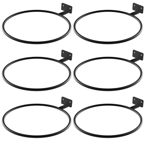 Wall Plant Holder Bulk 6in 6Pack Metal Ring Plant Hanger Black | Planter Pot Wall Mounted Bracket Heavy Duty for Outdoor Indoor - color: Black-6pack, size: 6in