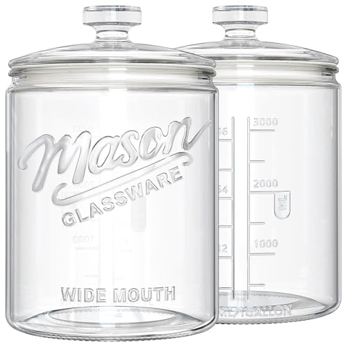 Ritayedet 2 Pack 1 Gallon Cookie Jars, Sourdough Starter Jar with Lids | Wide Mouth Food Storage Containers for Flour, Sugar, Sourdough Starter, Candy, Coffee, Dog Treat, Apothecary, Laundry - size: 1 Gallon, 2 Pack