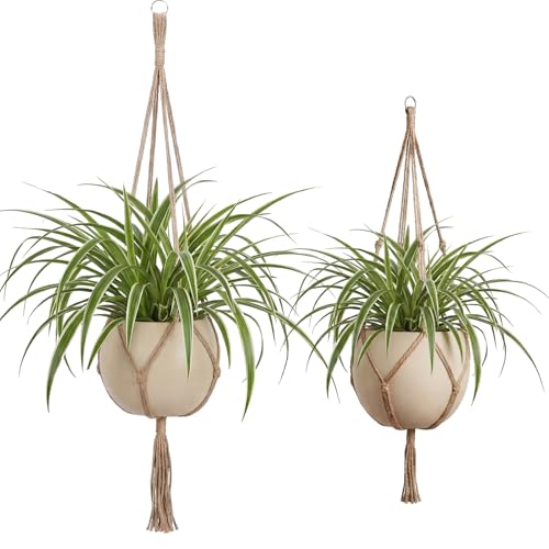 EBOOT 2 Pack 41 48 Inch Macrame Plant Hanger, Linen Color, 4 Legs - color: Linen Color, size: 41 48 Inch