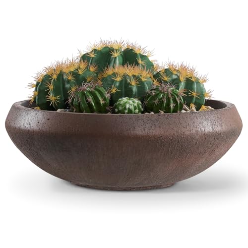 23.3"Dia x 8"H Extra Large Succulent Pot, Water Lotus Bowl Planter - color: Rust, size: Large