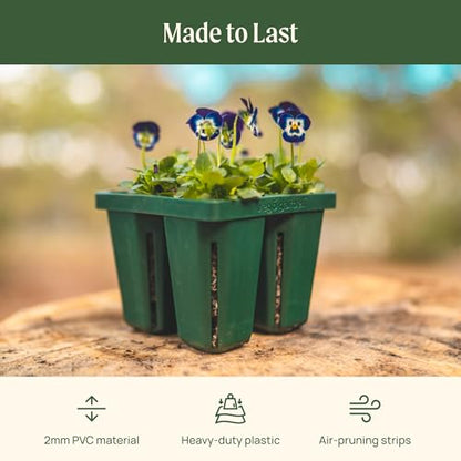 Vego garden Jumbo Seedling Trays Without Lids, 64 Pack Reusable Propagator Growing Starter Tray for Larger Plants, Heavy-Duty Plastic Germination Trays (4-Cell per Tray) - size: 64 Packs, style: 4 Cells Jumbo Size
