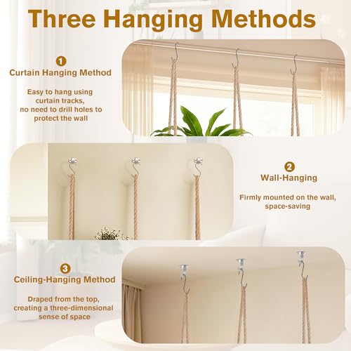 Window Plant Shelves 5 Tier Hanging Plant Shelf for Indoor Plants 3-In-1 Ceiling Wall Curtain Rod Mounting Space-Saving Plant Holder for Living Room Wall Bedroom Home Decor