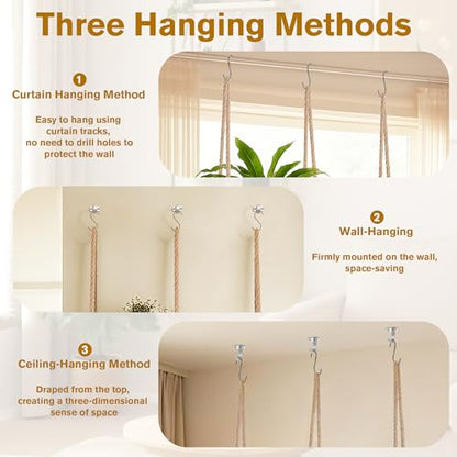 Window Plant Shelves 5 Tier Hanging Plant Shelf for Indoor Plants 3-In-1 Ceiling Wall Curtain Rod Mounting Space-Saving Plant Holder for Living Room Wall Bedroom Home Decor
