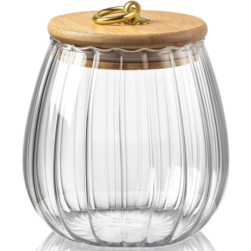 Viovian 1600ml(54FL OZ) Glass Jar with Lid Large Glass Coffee Nuts Canister Airtight Storage Jar with Bamboo Lid Kitchen Containers for Candy Snack Coffee Beans Tea Cookie(Large Oval) - color: Large Oval 54oz/1600ml