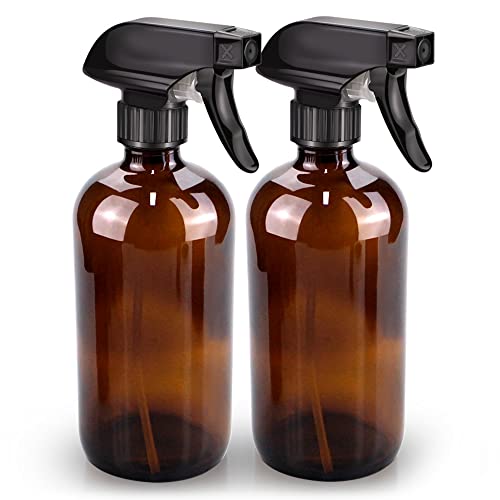 Bontip Glass Spray Bottle 16 oz for Cleaning, Plants (2 Pack, Amber) - color: Amber, size: 16 Ounces