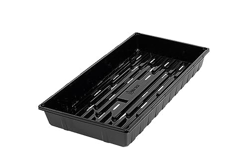 SUNPACK 10" x 20" Extra Strength Plastic Seed Starting Tray, Black, 2.5" - with Drainage Holes, Ideal for Greenhouses or Indoor Gardening - Made of BPA-Free Plastic