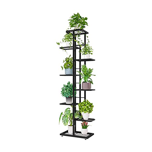 MTB Garden 8 Tier Charcoal Grey Metal Plant Stand Indoor Outdoor Flower Pot Display Planter Shelf - color: Dark Grey, size: 8 Tier