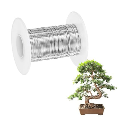 M METERXITY 1-Pack Bonsai Training Wire, 0.8mm x 66ft/20m Anodized Aluminum Bonsai Tree Wire for Fine Trunk/Gardening Branch/DIY Crafting [Silver Tone] - color: Silver Tone, size: 0.8mm x 66ft/20m