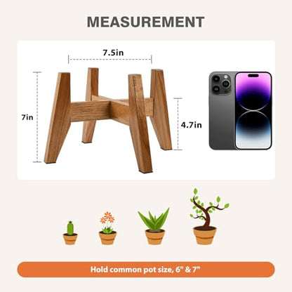 Wooden Plant Stand Indoor, Acacia Wood Mid Century Planter Stand, 2 Pack | 2 furniture-grade acacia wood plant stands fit 7" pots. Sturdy design. Pots not included - color: 7" acacia wood
