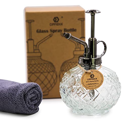 Plant Mister, Clear 10 oz Vintage Glass Spray Bottle with Plastic Top Pump - color: G-Clear