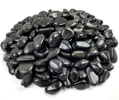 River Rocks for Landscaping, Natural Polished Pebbles for Indoor Plants, Small Decorative Black Stones for Vase Fish Tank Aquariums Landscaping Garden, 20lbs - color: Black, size: 20 Pounds