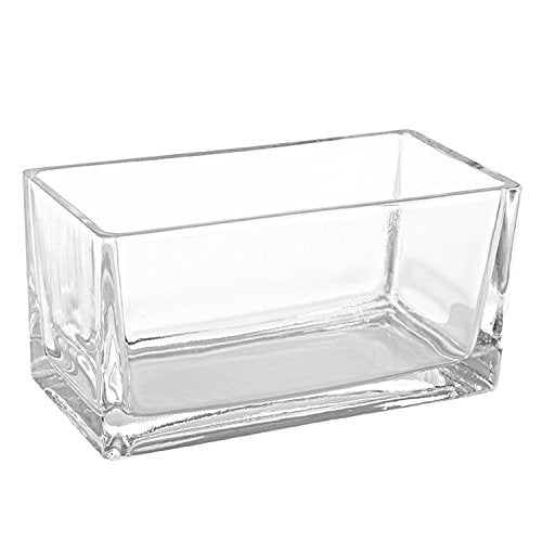 MyGift 7.8 Inch Modern Rectangular Glass Vase Trough Planter Terrarium | Clear Display Design, Tabletop Floral Centerpiece, Succulent Showcase, Indoor Gardening, Contemporary Accent, Versatile Décor