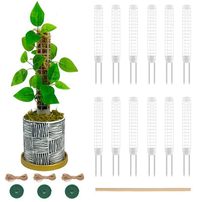 Small Moss Pole for Monstera - Stackable & Refillable Plastic Moss Poles for Climbing Plants with Large Mesh Design (12Pack-White-Small) - size: 12Pack-White-Small