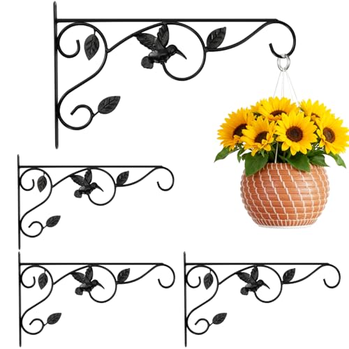 14 Inch 4 Pack Heavy-Duty Metal Plant Hanger Hooks for Wall,Outdoor/Indoor - size: 4 Pack - 14 inch