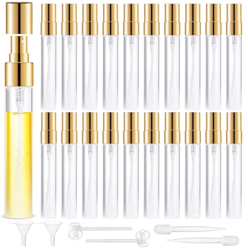 BESNEL Mini Glass Spray Bottle 20pcs 5ml Clear Perfume Spray Bottle Empty | Fine Mist Refillable Mini Perfume Spray Bottle, Perfume Atomizer, Travel Spray Bottle, Small Empty Sample Containers Portable - style: Spray Bottle5ml-20P