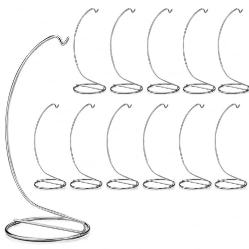 Metal Christmas Ornament Display Stand Set of 12, Smooth Silver Chrome 7 Inch Ornament Holders for Hanging Keepsake Ornaments, DIY Crafts, Tabletop Displays, Holiday Decor, Gift Shops & Party Favors - size: 12 PACK